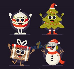 创意大眼睛圣诞物品矢量素材